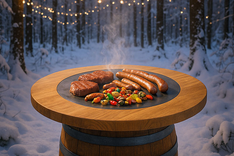 Wintergrillspaß am Fass